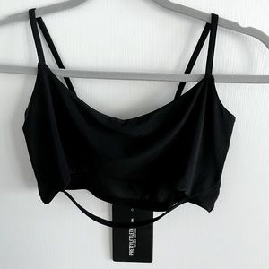 Black strap detail under bust crop top